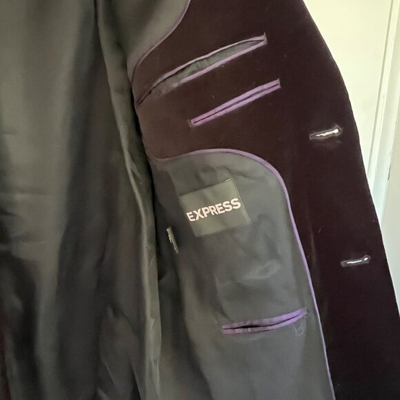 MEN’S EXPRESS BLACK VELVET 2 BUTTON BLAZER JACKET SIZE 40R - Picture 12 of 14